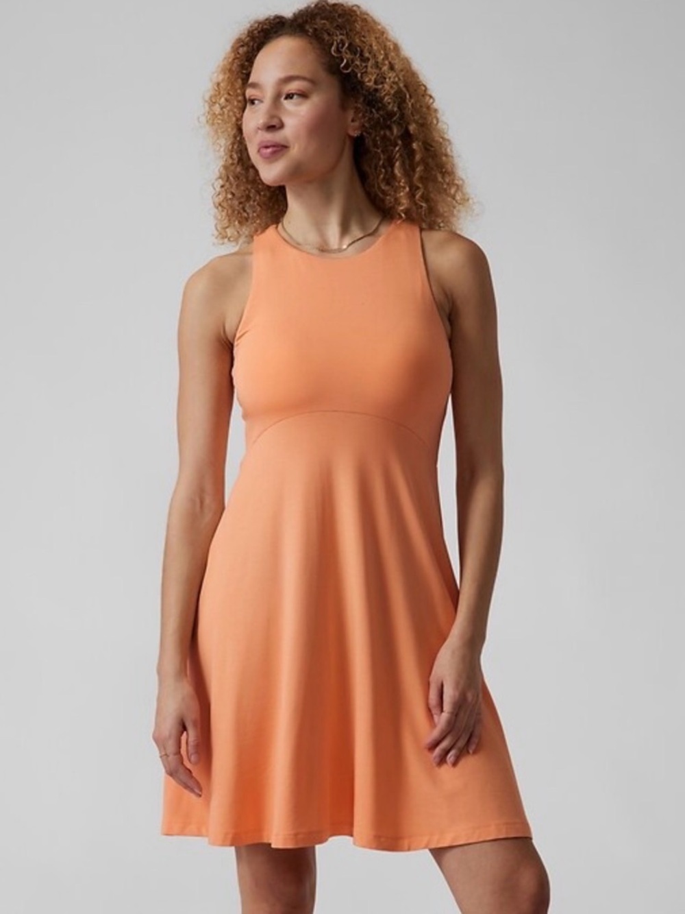 Athleta Santorini Thera Cactus Peach Sleeveless Flare Mini Dress sz XL